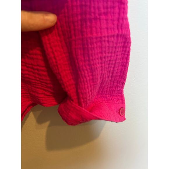 Chico’s Women Size 2 8/10 Gauzy Pink V Neck Long Sleeve Preppy Barbie - Picture 5 of 8